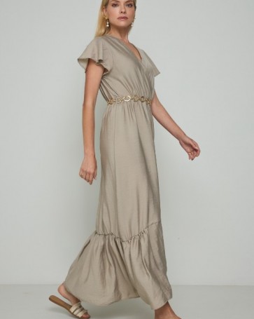 Φόρεμα μάξι κρουαζέ Cento Grey Sand