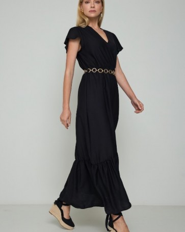 Φόρεμα μάξι κρουαζέ Cento Μαύρο