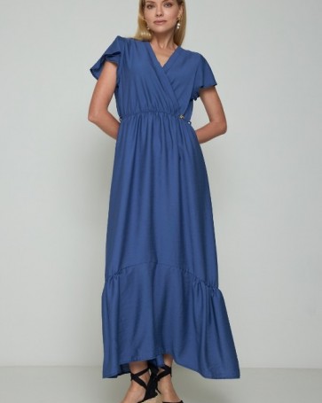Φόρεμα μάξι κρουαζέ Cento Μπλε