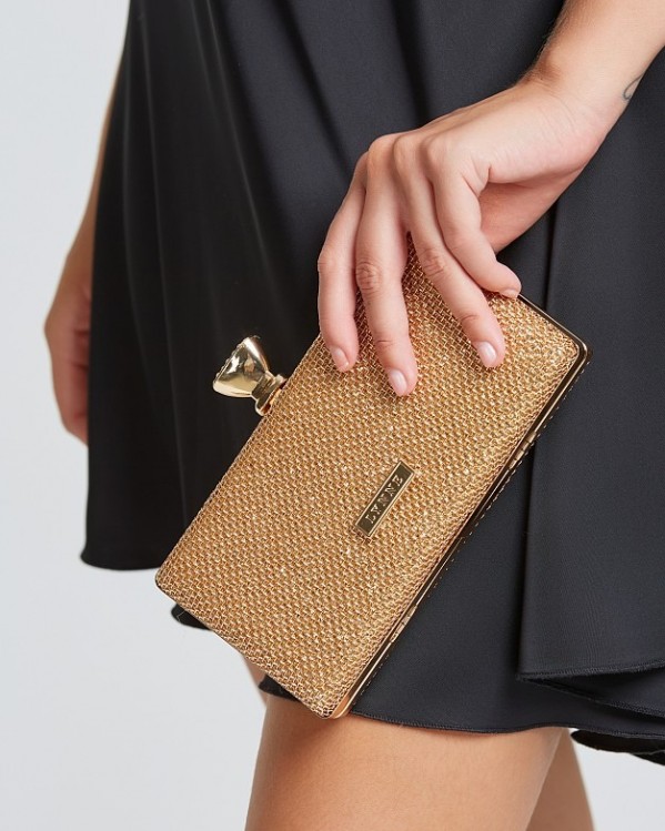 Τσάντα Lynne clutch με μεταλλική πλέξη Χρυσό