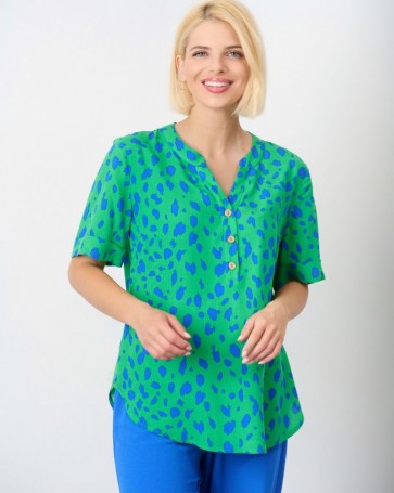Μπλούζα Fibes Fashion με μαο γιακά Πράσινο