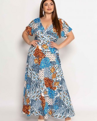 Φόρεμα ελαστικό Kazi Line με κόμπο Σιέλ