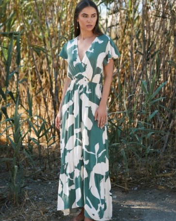 Φόρεμα εμπριμέ κρουαζέ Cento Pine