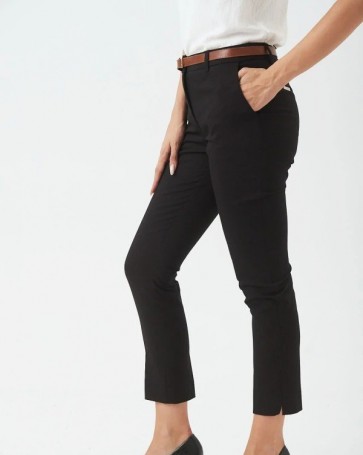 Παντελόνι βαμβακερό Donna Martha με ζώνη Μαύρο