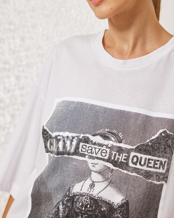 T-shirt Enzzo Queen Εκρού